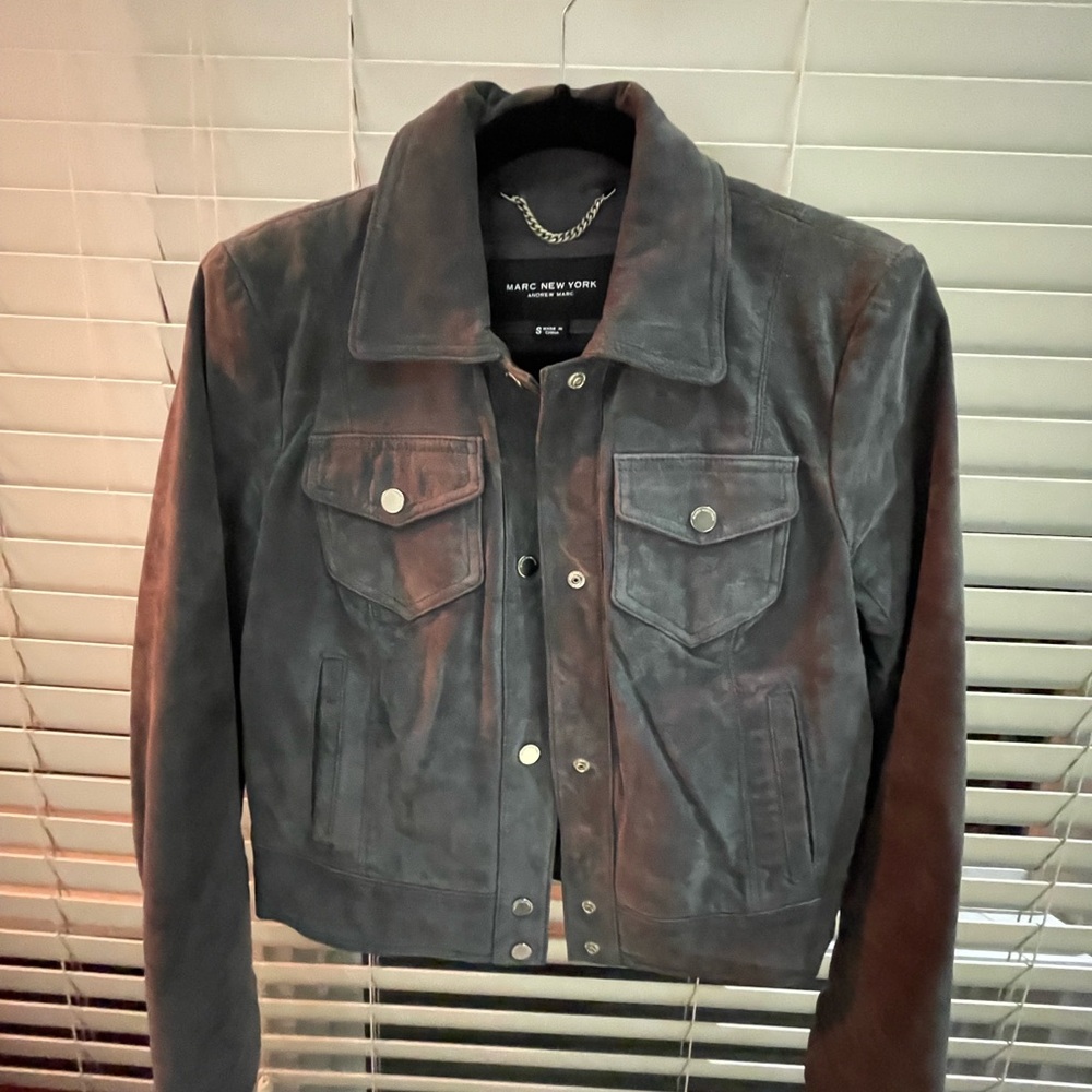 Marc New York Charcoal/Blue Suede Jacket